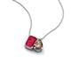 3 - Arika 1.16 ctw Emerald Shape Created Ruby with Pear Shape Smoky Quartz Toi Et Moi Women Pendant Necklace 