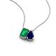 3 - Arika 1.00 ctw Emerald Shape Created Emerald with Pear Shape Created Blue Sapphire Toi Et Moi Women Pendant Necklace 