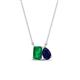 1 - Arika 1.00 ctw Emerald Shape Created Emerald with Pear Shape Created Blue Sapphire Toi Et Moi Women Pendant Necklace 