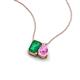 3 - Arika 1.00 ctw Emerald Shape Created Emerald with Pear Shape Created Pink Sapphire Toi Et Moi Women Pendant Necklace 