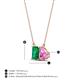 4 - Arika 1.00 ctw Emerald Shape Created Emerald with Pear Shape Created Pink Sapphire Toi Et Moi Women Pendant Necklace 