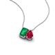 3 - Arika 1.00 ctw Emerald Shape Created Emerald with Pear Shape Created Ruby Toi Et Moi Women Pendant Necklace 