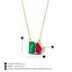 4 - Arika 1.00 ctw Emerald Shape Created Emerald with Pear Shape Created Ruby Toi Et Moi Women Pendant Necklace 