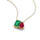 3 - Arika 1.00 ctw Emerald Shape Created Emerald with Pear Shape Created Ruby Toi Et Moi Women Pendant Necklace 