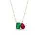 1 - Arika 1.00 ctw Emerald Shape Created Emerald with Pear Shape Created Ruby Toi Et Moi Women Pendant Necklace 