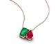 3 - Arika 1.00 ctw Emerald Shape Created Emerald with Pear Shape Created Ruby Toi Et Moi Women Pendant Necklace 