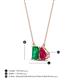 4 - Arika 1.00 ctw Emerald Shape Created Emerald with Pear Shape Created Ruby Toi Et Moi Women Pendant Necklace 