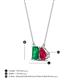 4 - Arika 1.00 ctw Emerald Shape Created Emerald with Pear Shape Created Ruby Toi Et Moi Women Pendant Necklace 