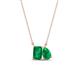 1 - Arika 0.88 ctw Emerald Shape with Pear Shape Created Emerald Toi Et Moi Women Pendant Necklace 