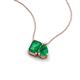 3 - Arika 0.88 ctw Emerald Shape with Pear Shape Created Emerald Toi Et Moi Women Pendant Necklace 