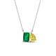 1 - Arika 1.00 ctw Emerald Shape Created Emerald with Pear Shape Created Yellow Sapphire Toi Et Moi Women Pendant Necklace 