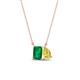 1 - Arika 1.00 ctw Emerald Shape Created Emerald with Pear Shape Created Yellow Sapphire Toi Et Moi Women Pendant Necklace 