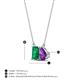 4 - Arika 0.95 ctw Emerald Shape Created Emerald with Pear Shape Amethyst Toi Et Moi Women Pendant Necklace 