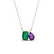 1 - Arika 0.95 ctw Emerald Shape Created Emerald with Pear Shape Amethyst Toi Et Moi Women Pendant Necklace 