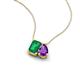 3 - Arika 0.95 ctw Emerald Shape Created Emerald with Pear Shape Amethyst Toi Et Moi Women Pendant Necklace 