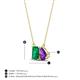 4 - Arika 0.95 ctw Emerald Shape Created Emerald with Pear Shape Amethyst Toi Et Moi Women Pendant Necklace 