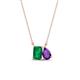 1 - Arika 0.95 ctw Emerald Shape Created Emerald with Pear Shape Amethyst Toi Et Moi Women Pendant Necklace 