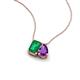 3 - Arika 0.95 ctw Emerald Shape Created Emerald with Pear Shape Amethyst Toi Et Moi Women Pendant Necklace 