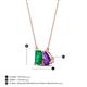 4 - Arika 0.95 ctw Emerald Shape Created Emerald with Pear Shape Amethyst Toi Et Moi Women Pendant Necklace 