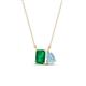 1 - Arika 0.90 ctw Emerald Shape Created Emerald with Pear Shape Aquamarine Toi Et Moi Women Pendant Necklace 