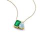3 - Arika 0.90 ctw Emerald Shape Created Emerald with Pear Shape Aquamarine Toi Et Moi Women Pendant Necklace 
