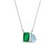 1 - Arika 0.90 ctw Emerald Shape Created Emerald with Pear Shape Aquamarine Toi Et Moi Women Pendant Necklace 