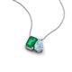 3 - Arika 0.90 ctw Emerald Shape Created Emerald with Pear Shape Aquamarine Toi Et Moi Women Pendant Necklace 
