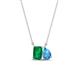 1 - Arika 1.05 ctw Emerald Shape Created Emerald with Pear Shape Blue Topaz Toi Et Moi Women Pendant Necklace 