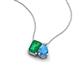 3 - Arika 1.05 ctw Emerald Shape Created Emerald with Pear Shape Blue Topaz Toi Et Moi Women Pendant Necklace 