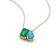 3 - Arika 1.05 ctw Emerald Shape Created Emerald with Pear Shape Blue Topaz Toi Et Moi Women Pendant Necklace 