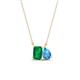 1 - Arika 1.05 ctw Emerald Shape Created Emerald with Pear Shape Blue Topaz Toi Et Moi Women Pendant Necklace 