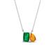 1 - Arika 0.95 ctw Emerald Shape Created Emerald with Pear Shape Citrine Toi Et Moi Women Pendant Necklace 
