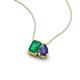 3 - Arika 0.90 ctw Emerald Shape Created Emerald with Pear Shape Iolite Toi Et Moi Women Pendant Necklace 