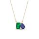 1 - Arika 0.90 ctw Emerald Shape Created Emerald with Pear Shape Iolite Toi Et Moi Women Pendant Necklace 