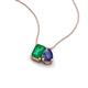 3 - Arika 0.90 ctw Emerald Shape Created Emerald with Pear Shape Iolite Toi Et Moi Women Pendant Necklace 