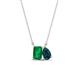 1 - Arika 1.05 ctw Emerald Shape Created Emerald with Pear Shape London Blue Topaz Toi Et Moi Women Pendant Necklace 