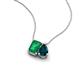 3 - Arika 1.05 ctw Emerald Shape Created Emerald with Pear Shape London Blue Topaz Toi Et Moi Women Pendant Necklace 