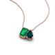 3 - Arika 1.05 ctw Emerald Shape Created Emerald with Pear Shape London Blue Topaz Toi Et Moi Women Pendant Necklace 