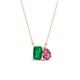 1 - Arika 1.00 ctw Emerald Shape Created Emerald with Pear Shape Pink Tourmaline Toi Et Moi Women Pendant Necklace 