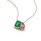 3 - Arika 1.00 ctw Emerald Shape Created Emerald with Pear Shape Pink Tourmaline Toi Et Moi Women Pendant Necklace 
