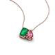 3 - Arika 1.00 ctw Emerald Shape Created Emerald with Pear Shape Pink Tourmaline Toi Et Moi Women Pendant Necklace 