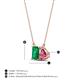 4 - Arika 1.00 ctw Emerald Shape Created Emerald with Pear Shape Pink Tourmaline Toi Et Moi Women Pendant Necklace 