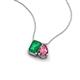 3 - Arika 1.00 ctw Emerald Shape Created Emerald with Pear Shape Pink Tourmaline Toi Et Moi Women Pendant Necklace 