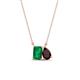 1 - Arika 1.10 ctw Emerald Shape Created Emerald with Pear Shape Red Garnet Toi Et Moi Women Pendant Necklace 