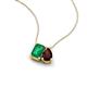 3 - Arika 1.10 ctw Emerald Shape Created Emerald with Pear Shape Red Garnet Toi Et Moi Women Pendant Necklace 