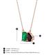 4 - Arika 1.10 ctw Emerald Shape Created Emerald with Pear Shape Red Garnet Toi Et Moi Women Pendant Necklace 