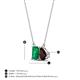 4 - Arika 1.10 ctw Emerald Shape Created Emerald with Pear Shape Red Garnet Toi Et Moi Women Pendant Necklace 