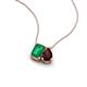 3 - Arika 1.10 ctw Emerald Shape Created Emerald with Pear Shape Red Garnet Toi Et Moi Women Pendant Necklace 