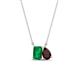 1 - Arika 1.10 ctw Emerald Shape Created Emerald with Pear Shape Red Garnet Toi Et Moi Women Pendant Necklace 
