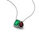 3 - Arika 1.10 ctw Emerald Shape Created Emerald with Pear Shape Red Garnet Toi Et Moi Women Pendant Necklace 